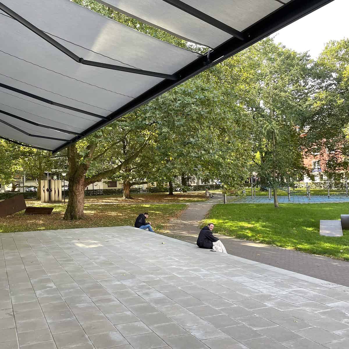 markilux 3300 full cassette awning covering a large outdoor area