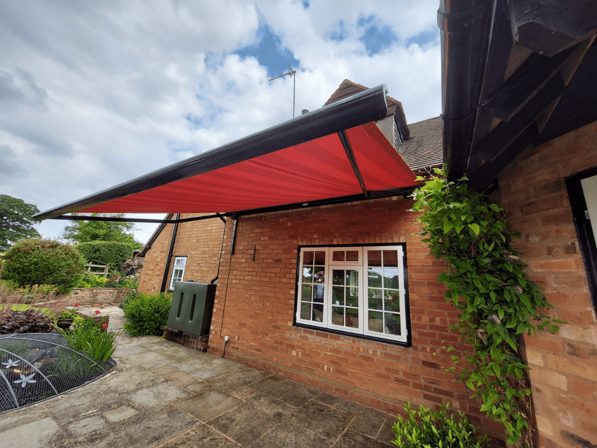 Weinor Cassita ll veranda canopy ideally suited for this beautiful house in warwickshire. Fitted by Cotswolds