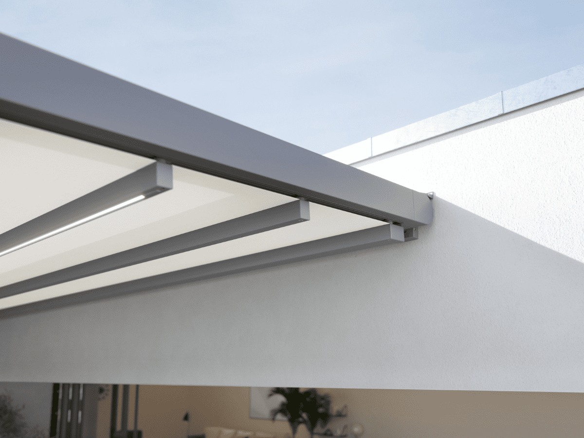 markilux stretch fabric awning extended