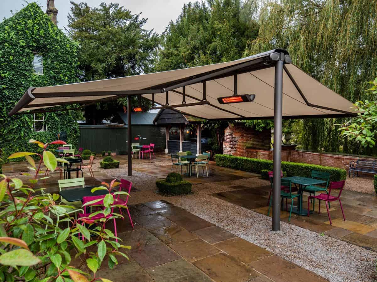 markilux 5010 retractable coupled canopy with infared heating