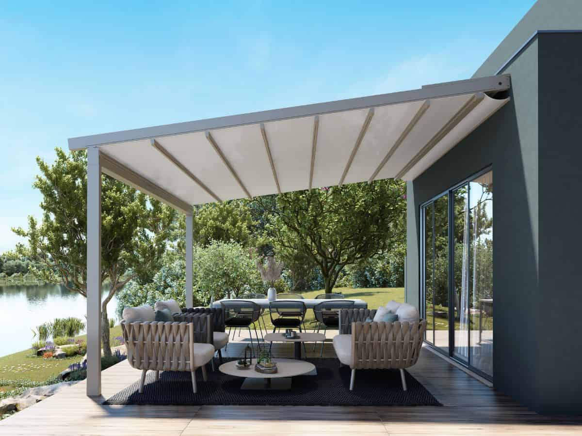 KE Star A100 Sloped Roof Pergola - modern outdoor shading solution
