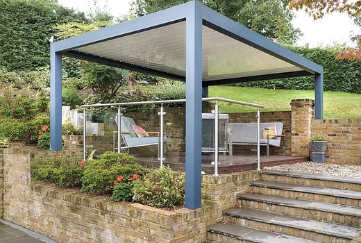 The SeeSky-Bio aluminium louvred roof pergola adds a touch of elegance and functionality to your outdoor living space, featuring a free-standing design and rain sensors to provide added convenience and protection from the elements.