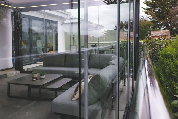 KE Kedry Skylife Louvred Roof Pergola with Glass Sliding Doors in Guernsey - Bringing the Beauty and Comfort of the Outdoors to Your Home